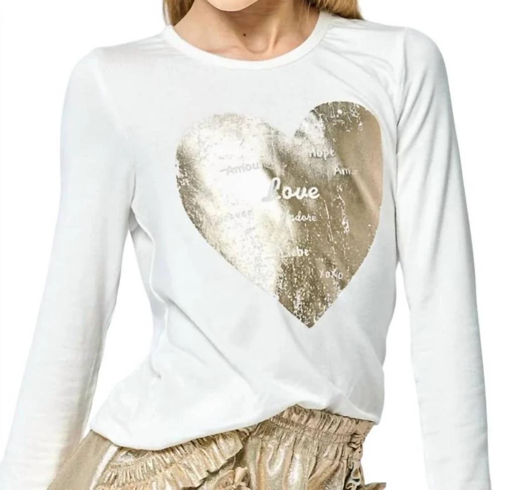 Hannah Banana Hannah Banana - Girl's Tween Metallic Gold Heart Love Top 2