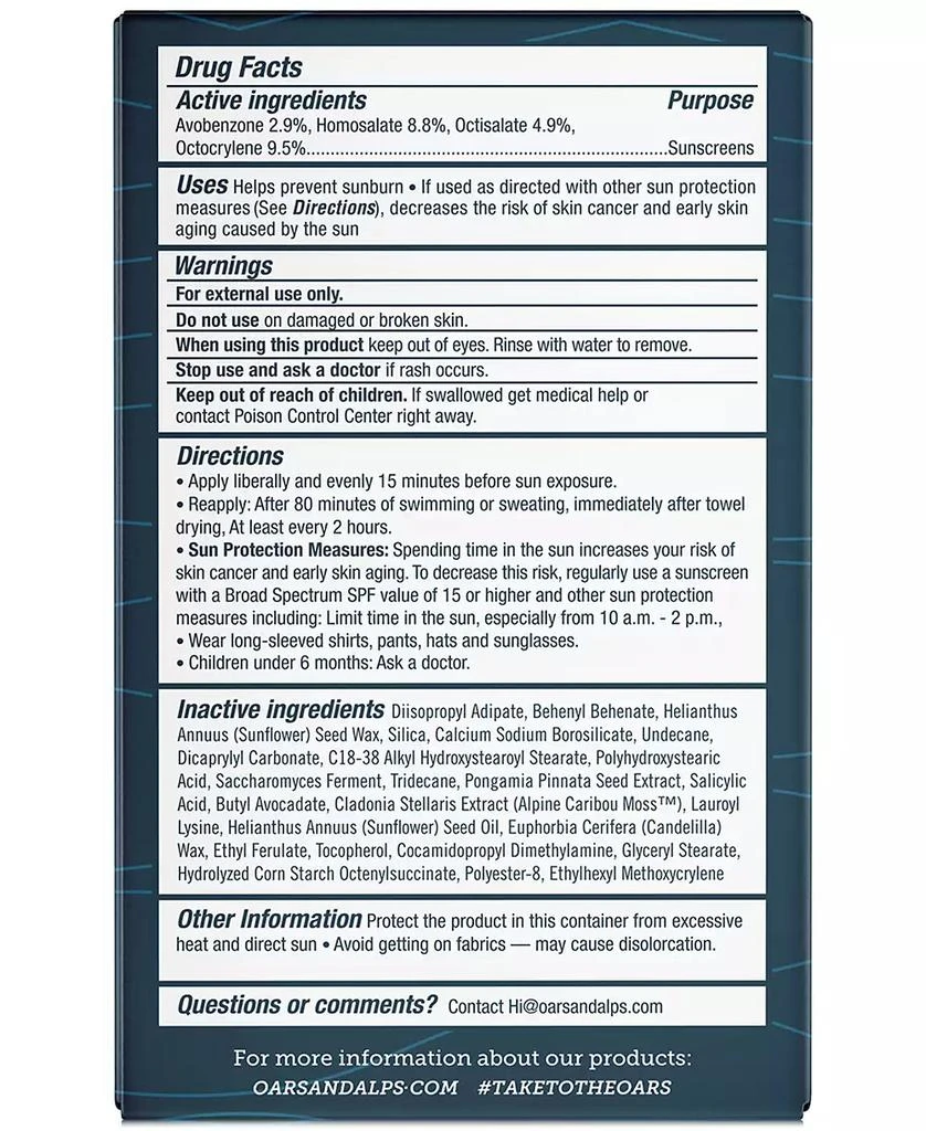 Oars + Alps Matte Sunscreen Face Stick SPF 50, 0.53 oz. 4