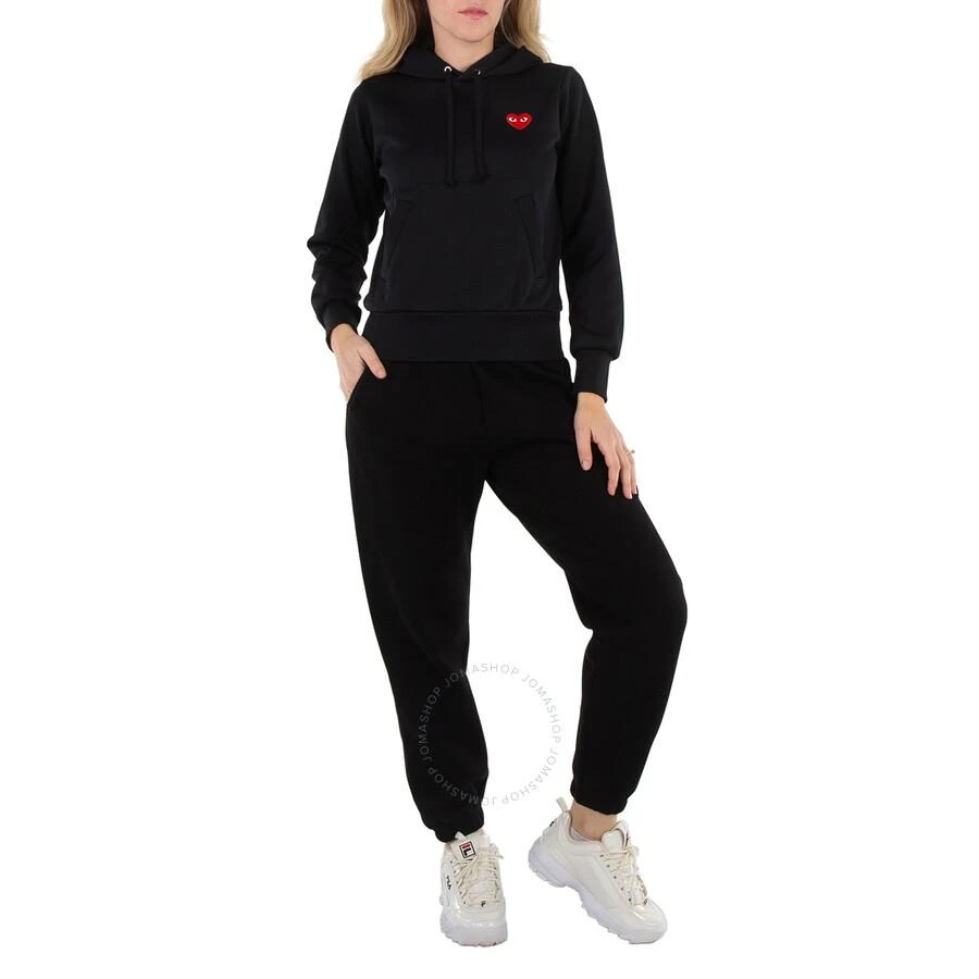 Comme des Garcons Ladies Long-sleeve Embroidered Heart Logo Hoodie In Black 1