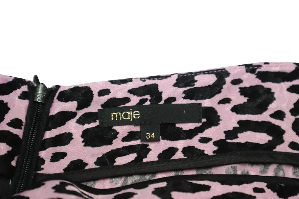 Maje Jipanta Leopard Print Front Slit Skirt in Pink Cupro 6