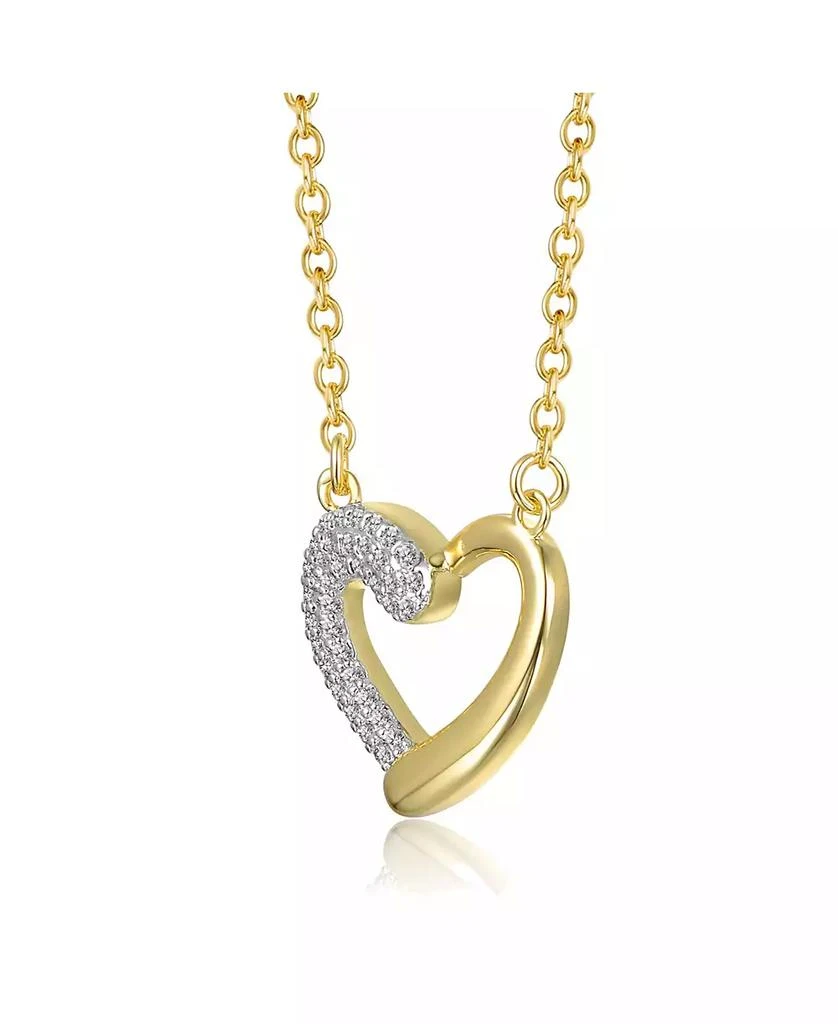 Genevive Sterling Silver 14K Gold Plated with Clear Moissanite Heart Pendant Necklace 3