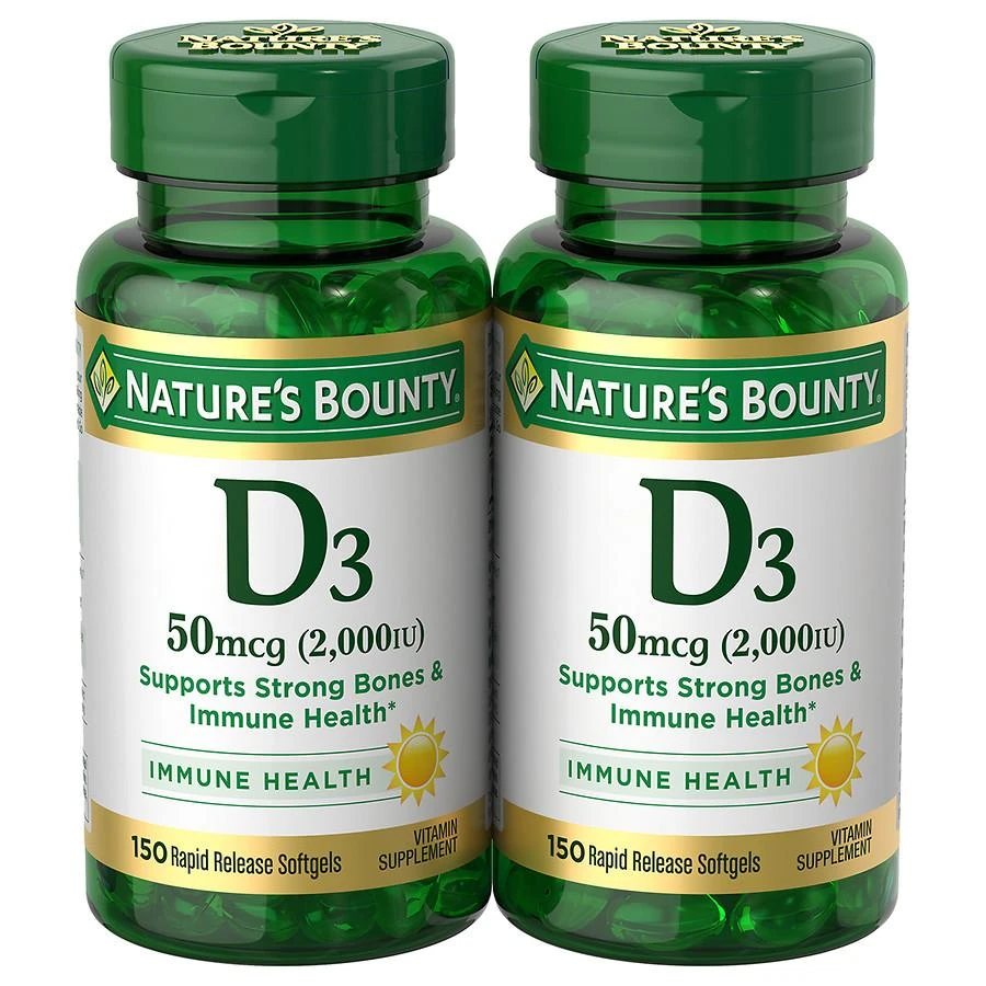 Nature's Bounty Vitamin D3 2000 IU Softgels, Twin Pack 1