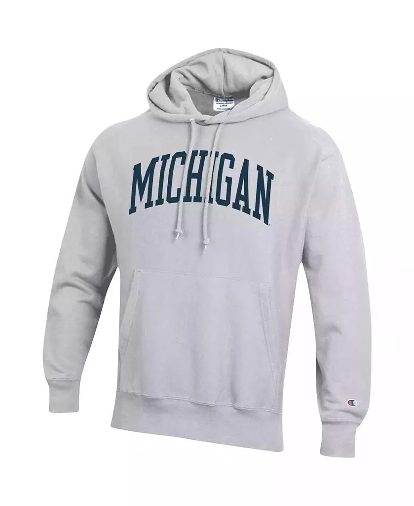 CHAMPION Men's Heathered Gray Michigan Wolverines Team Arch Reverse Weave Pullover Hoodie 2