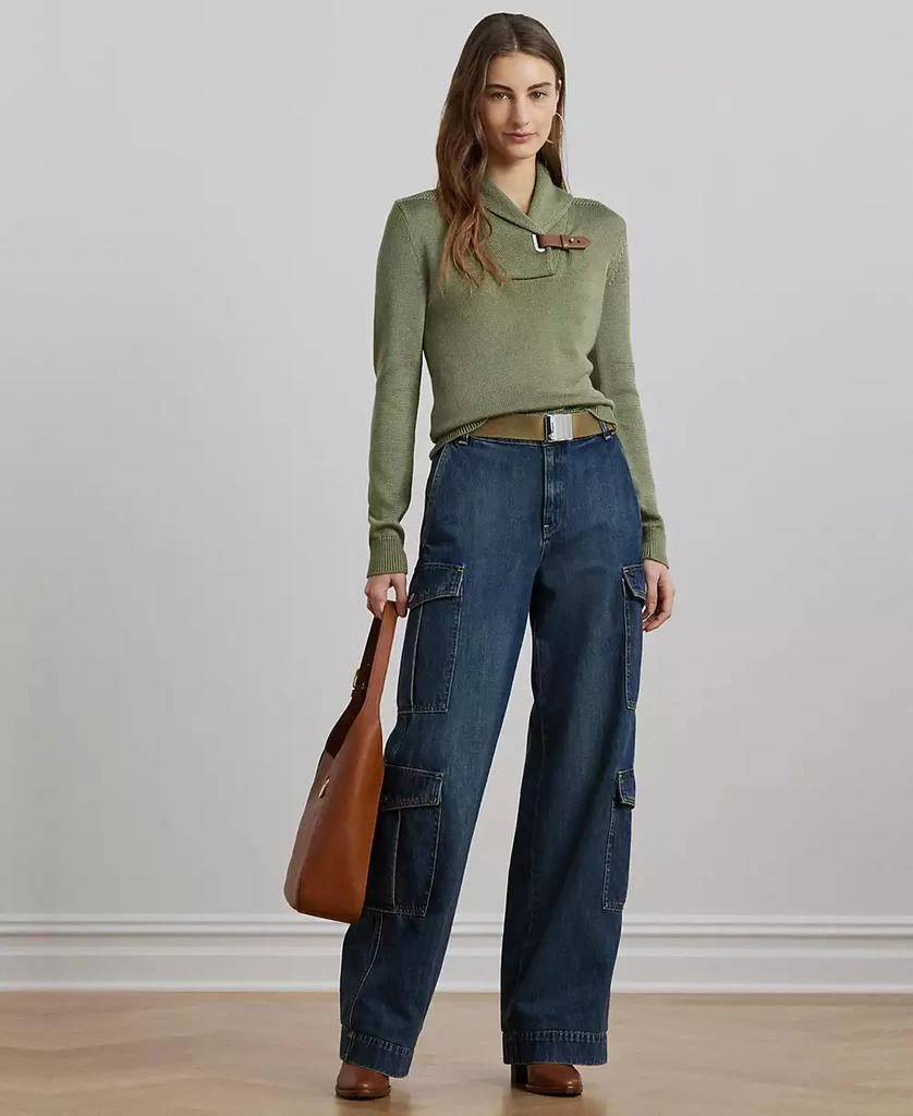 Ralph Lauren Women's Buckle-Trim Cotton-Blend Sweater 4