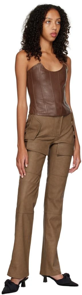 Misbhv Tan Moto Faux-Leather Trousers 4
