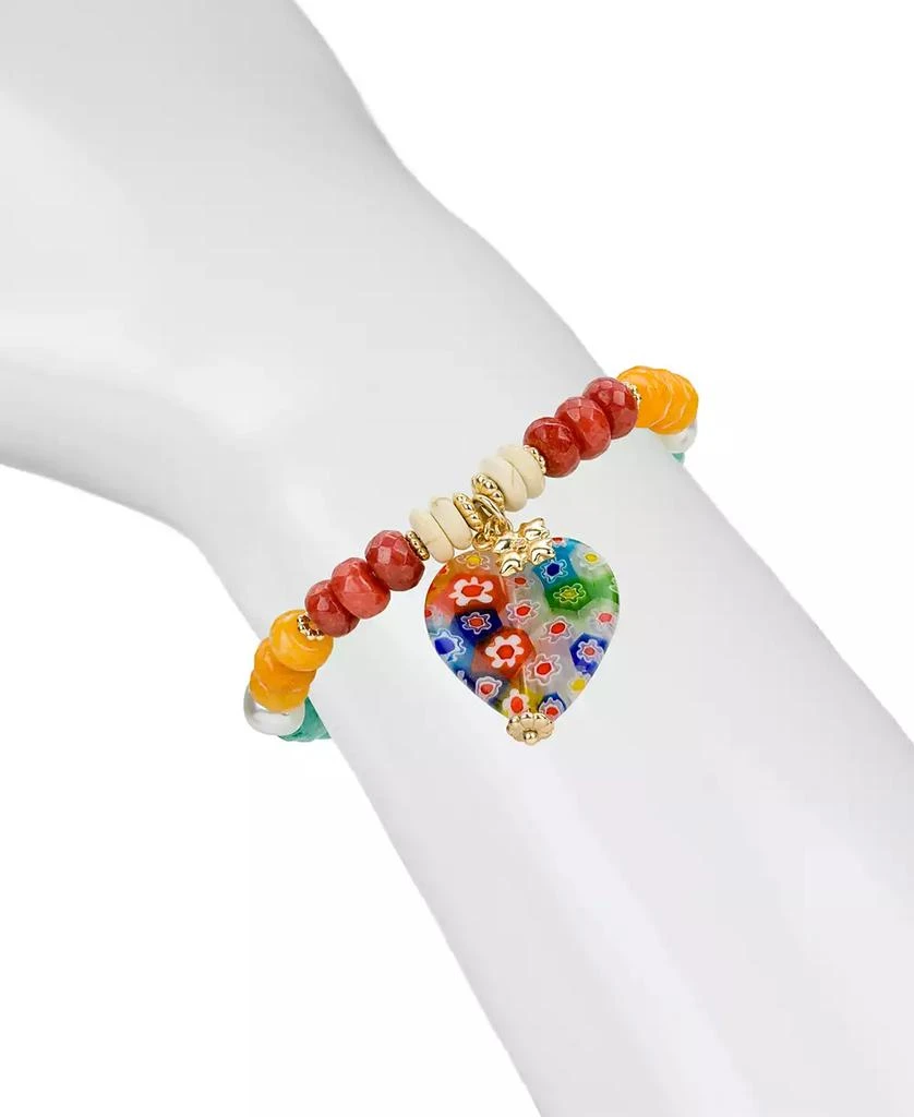 Patricia Nash Gold-Tone Heart Charm Beaded Stretch Bracelet 2