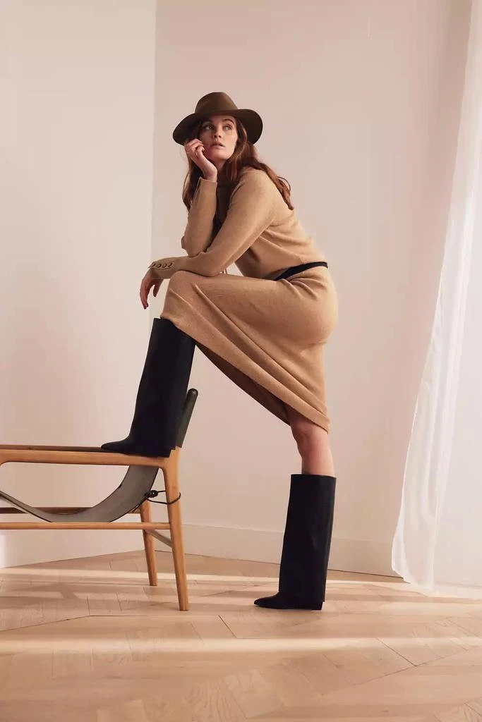 Madden Girl Evander Fold-Over Cuffed Knee High Wedge Dress Boots 9