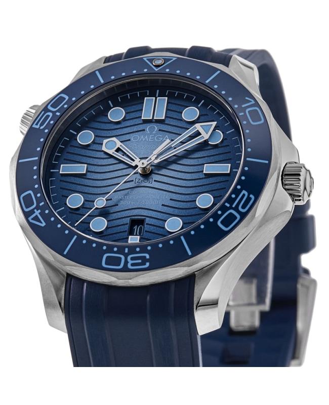 Omega Omega Seamaster Diver 300M Summer Blue Dial Rubber Strap Men's Watch 210.32.42.20.03.002