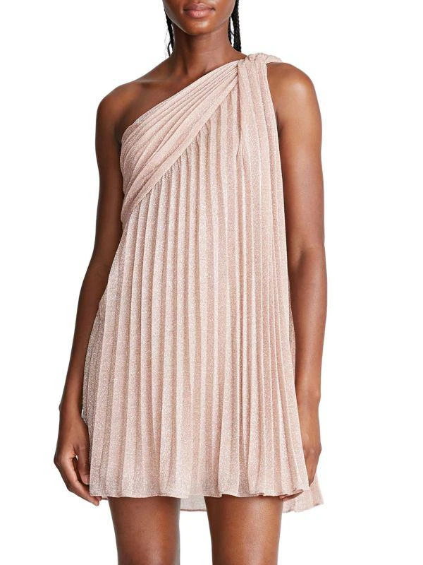 Clare Pleated Metallic Mini Dress  On Sale Now with Up to 76% Off |  Discover Exclusive Deals & Savings at BeyondStyle  Authentic Halston  Heritage Women's|women's|women's apparel|shift|dresses with Limited-Time  Discounts, Free