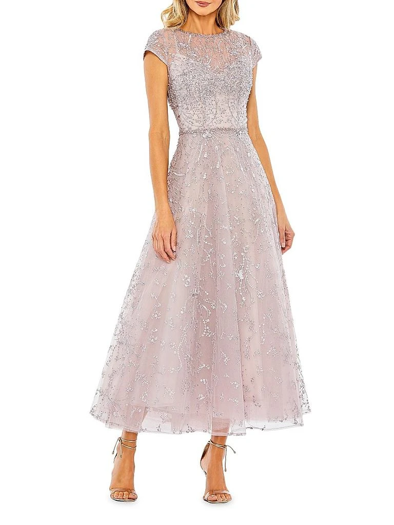 Mac Duggal Embellished Jewel Neck A-Line Cocktail Dress - Dresses & Skirts  - Free Shipping - BeyondStyle