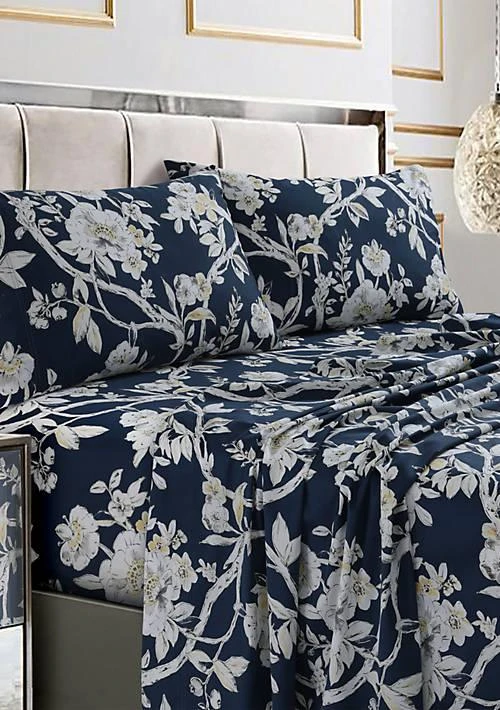 Tribeca Living Colmar Printed Cotton Sateen Extra Deep Pocket Sheet Set