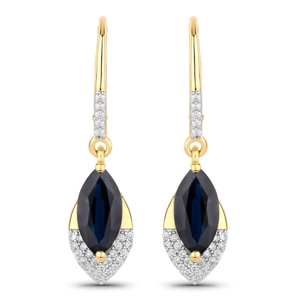Diana M Jewels Diana M Jewels - Women's Marquise Natural Sapphire Stud Earrings (2.79 Ct) - Signature