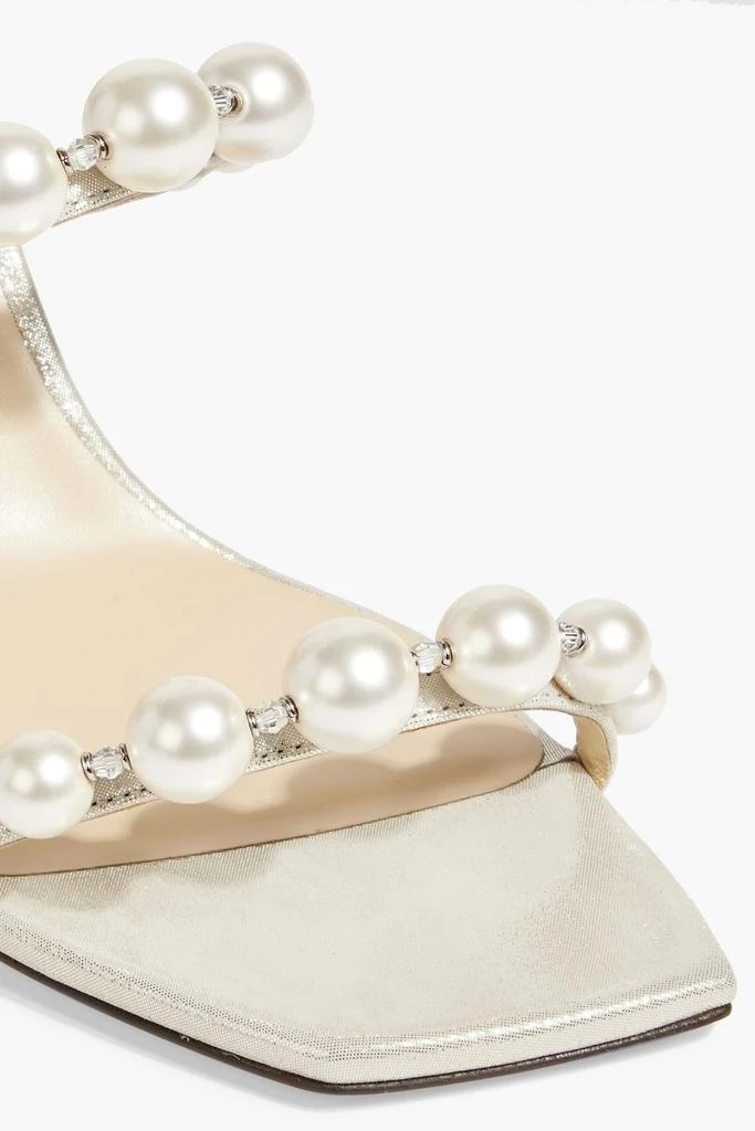 Jimmy Choo Amara 85 faux pearl-embellished metallic suede sandals 4