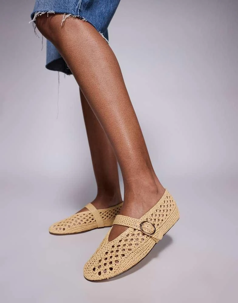 Steve Madden Steve Madden Alara woven ballet flats in natural raffia 1