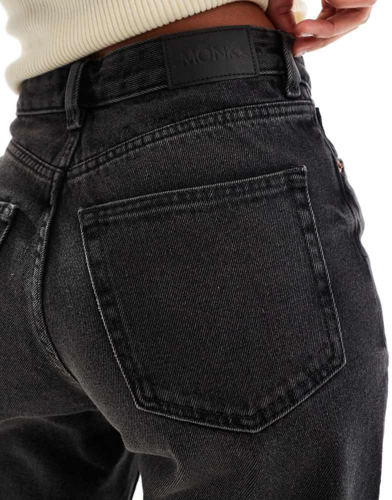 Monki Monki Taiki high waist mom jeans in washed black 2