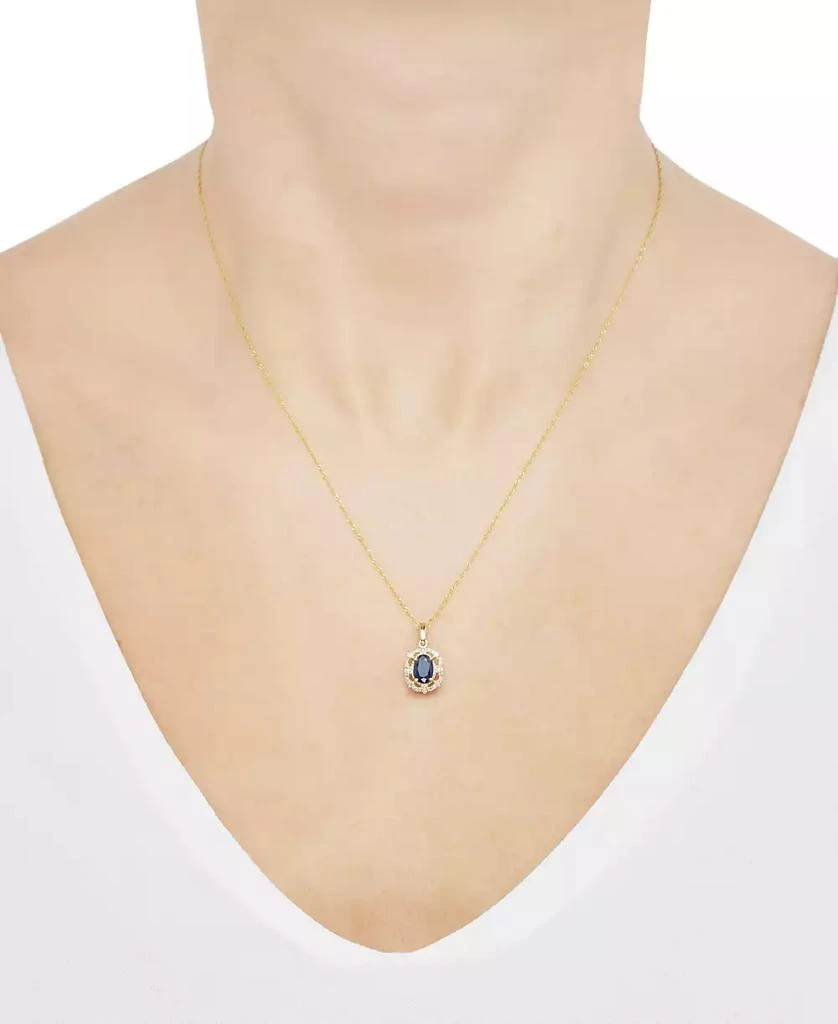 Macy's Sapphire (1 ct. t.w.) & Diamond (1/10 ct. t.w.) Pendant 18" Necklace in 14k Yellow Gold (Also Available in Ruby & Emerald) 2