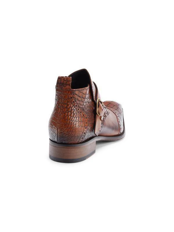 Jo Ghost Croc Embossed Leather Monk Shoes 3