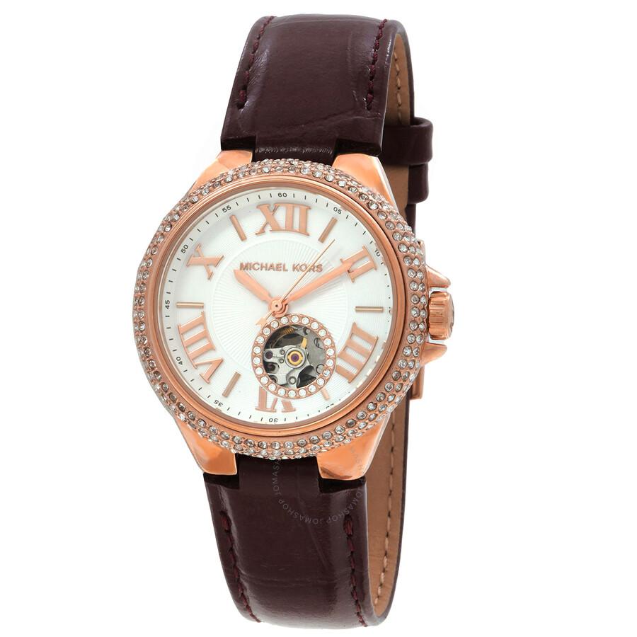 Michael Kors Camille Automatic Crystal White Dial Ladies Watch MK9052