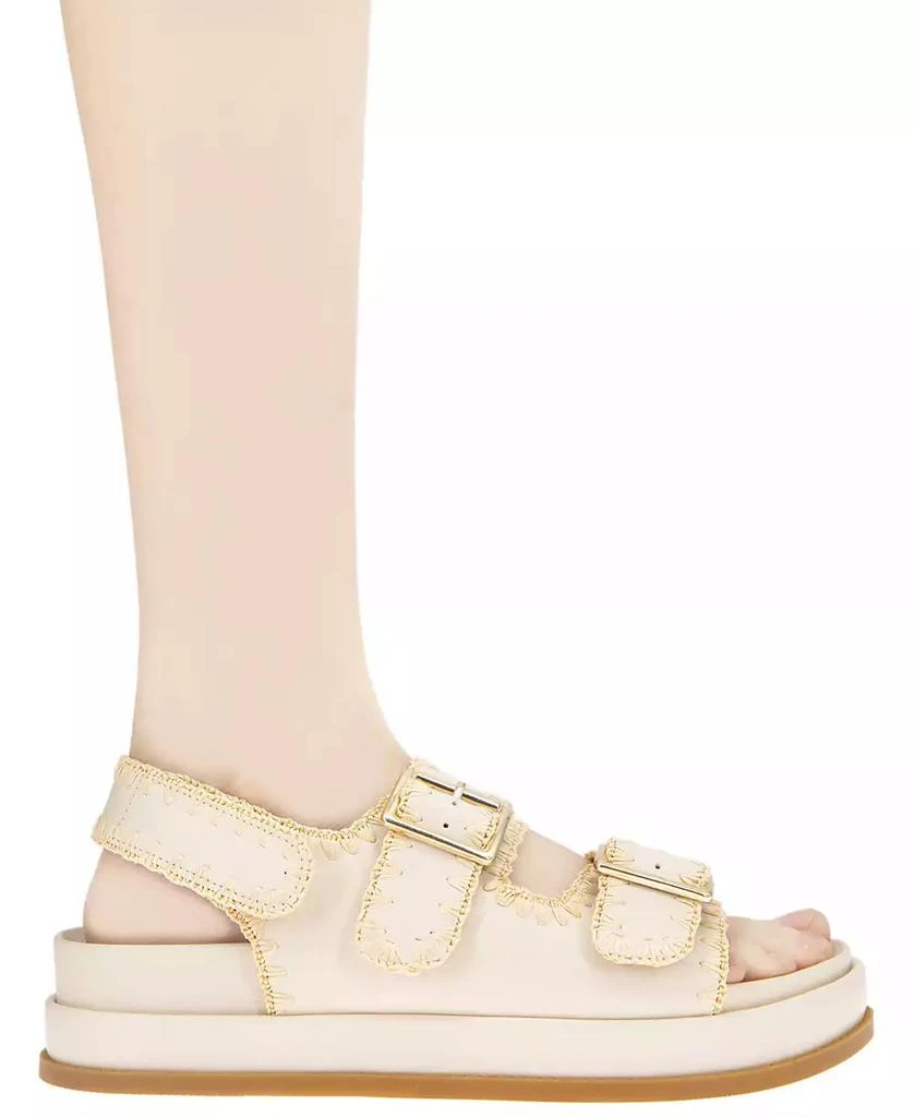 BCBG Women's Beena Footbed Hook and Loop Flatform Sandals 6