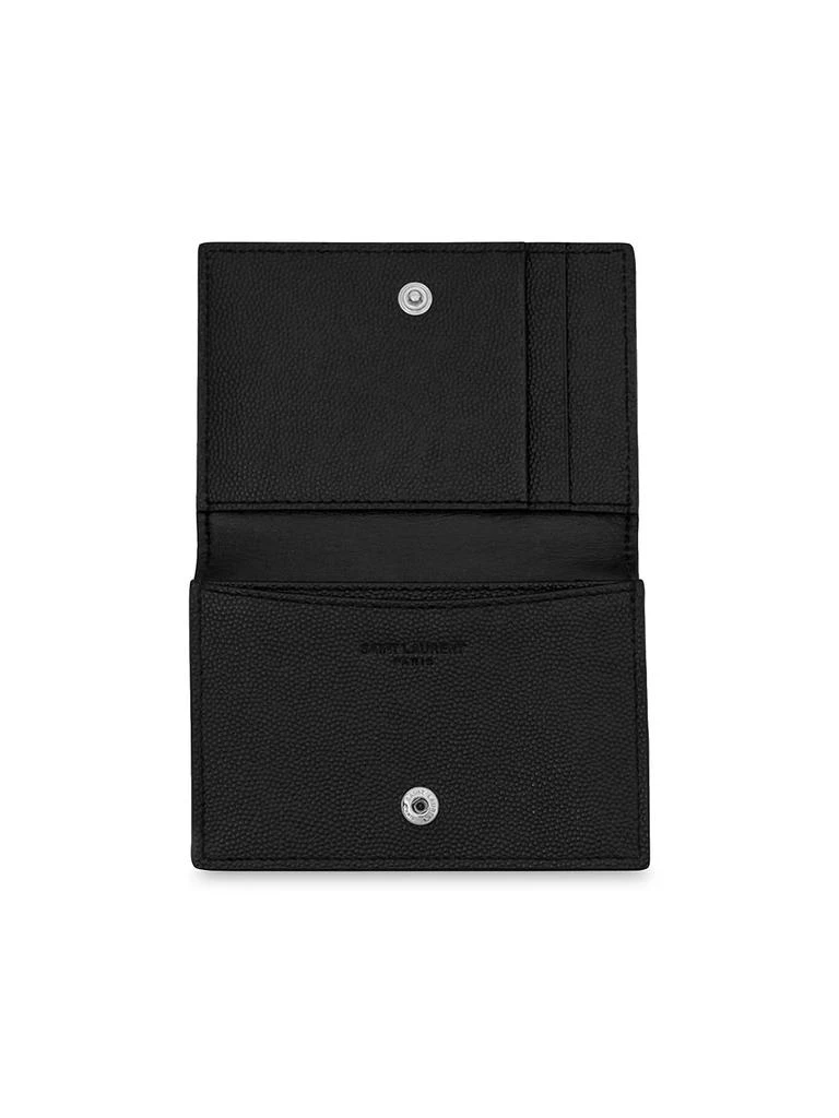 Yves Saint Laurent Business Card Holder With Flap In Grain De Poudre-embossed Leather 4