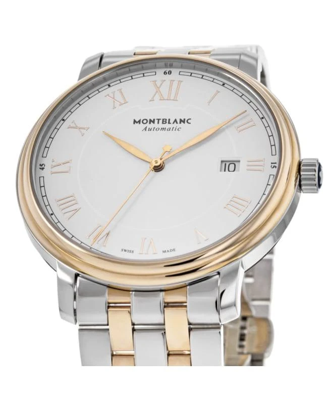 MontBlanc Montblanc Tradition Date Automatic White Dial 18K Rose Gold Bezel Steel Men's Watch 114337 2