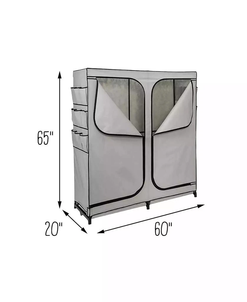 Honey Can Do Wide 2 Door Portable Closet with Cover Side Pockets Wardrobe, 60" 5