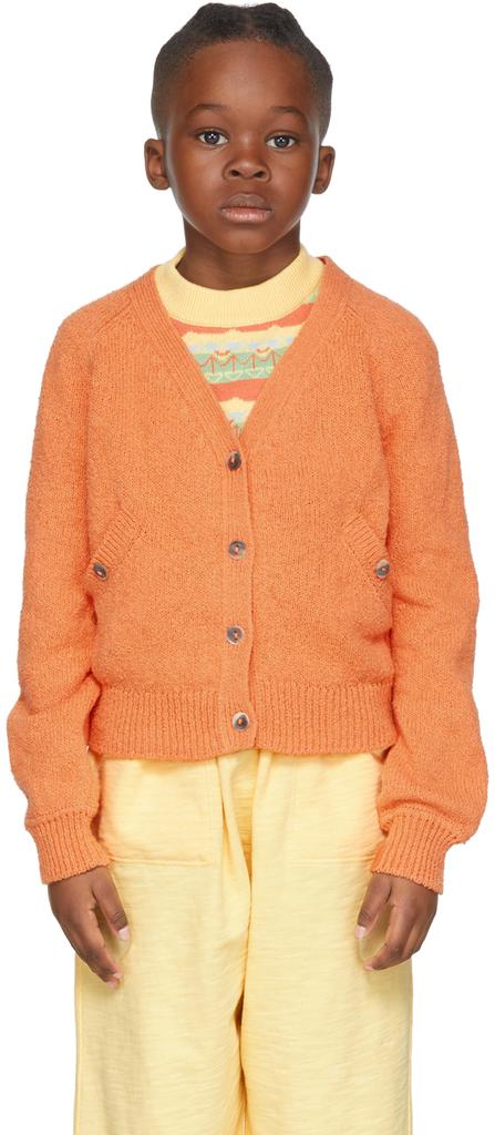 Misha & Puff Kids Orange Bouclé Everyday Cardigan