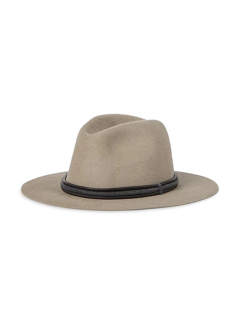 Brunello Cucinelli Felt Fedora with Leather and Monili Band  display picture 1