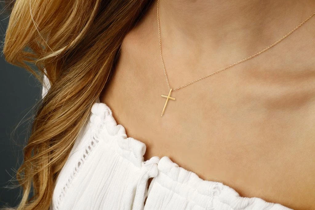 Ina Mar Ina Mar 14K Yellow Gold Swedged Cross Pendant Necklace 05/605 2