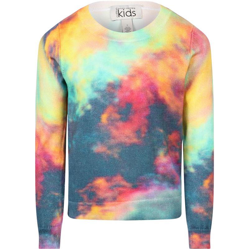 Autumn Cashmere Tie dye colorful cotton round neck sweater