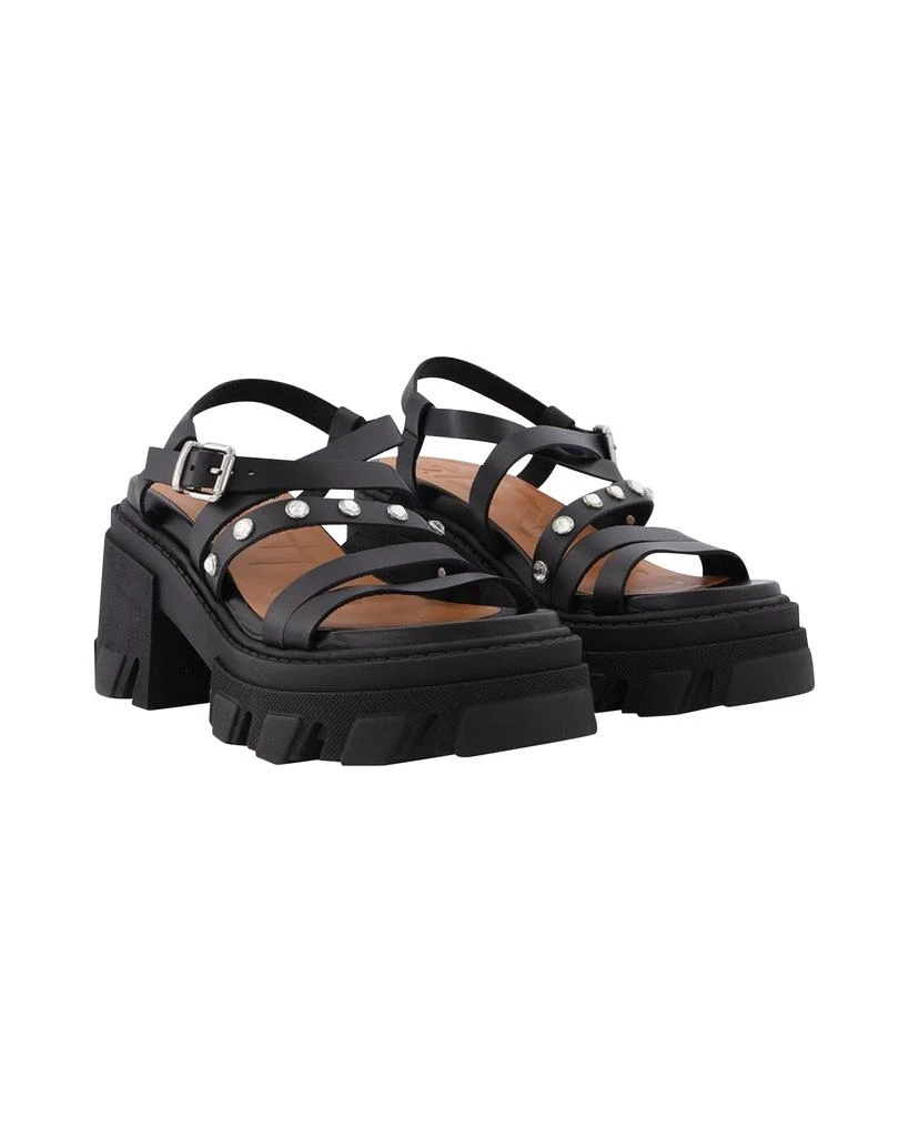 Ganni Black Leather Cleated Sandals 3