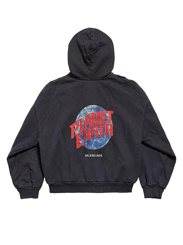 Balenciaga Planet Earth Zip-Up Hoodie Regular Fit - Free
