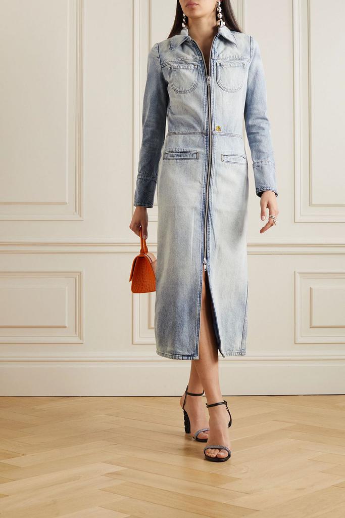 courreges Embroidered denim midi dress