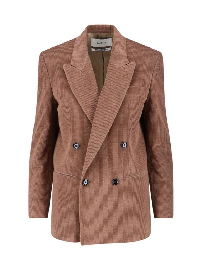 LARDINI Double-Breasted Velvet Blazer With Sharp Lapel