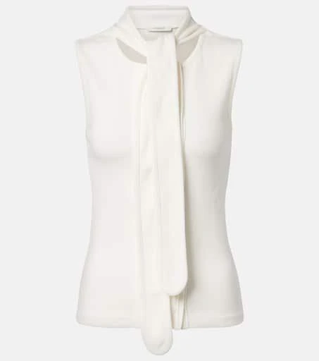 Lemaire Scarf-detail cotton and linen jersey top