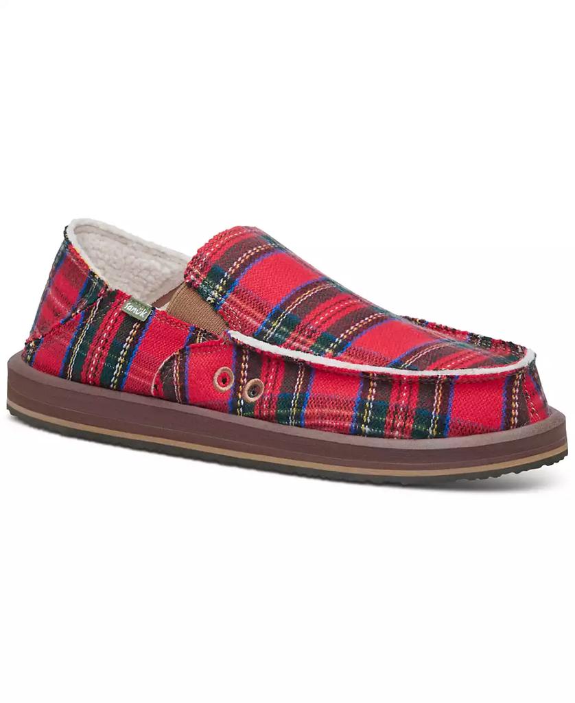 Sanuk Men's Vagabond ST Plaid Chill Fleece-Lined Slippers