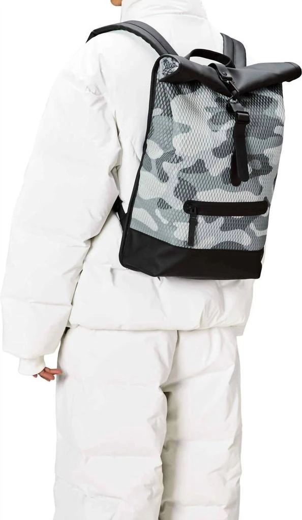 Rains Rolltop Rucksack Mesh Camo Camo Mesh Mini Rolltop Rucksack – Prism Seattle main image 4