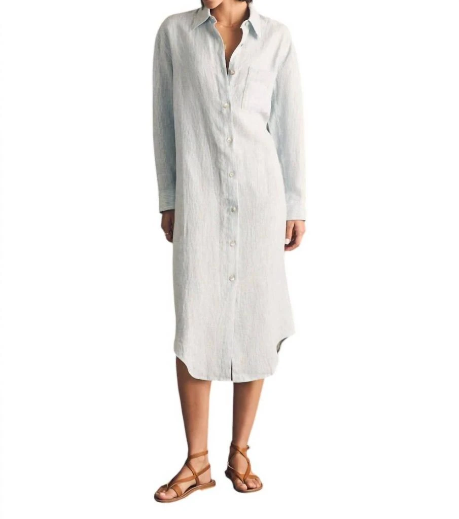 Faherty Laguna Linen Midi Dress In Ocean View Stripe - Dresses & Skirts -  BeyondStyle