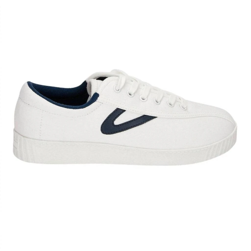 Tretorn Women's Nylite Canvas Sneaker In White/navy 1