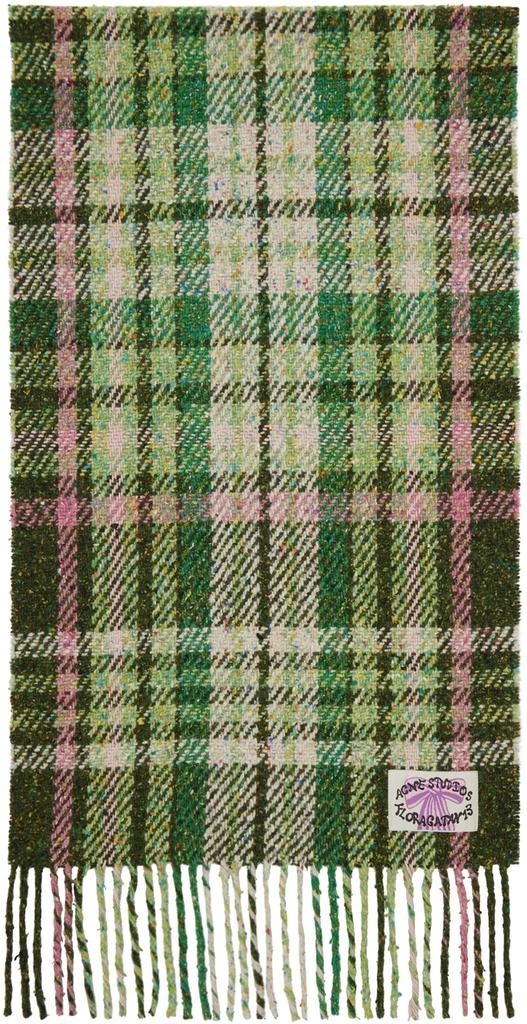 Acne Studios Green Plaid Fringe Scarf 1