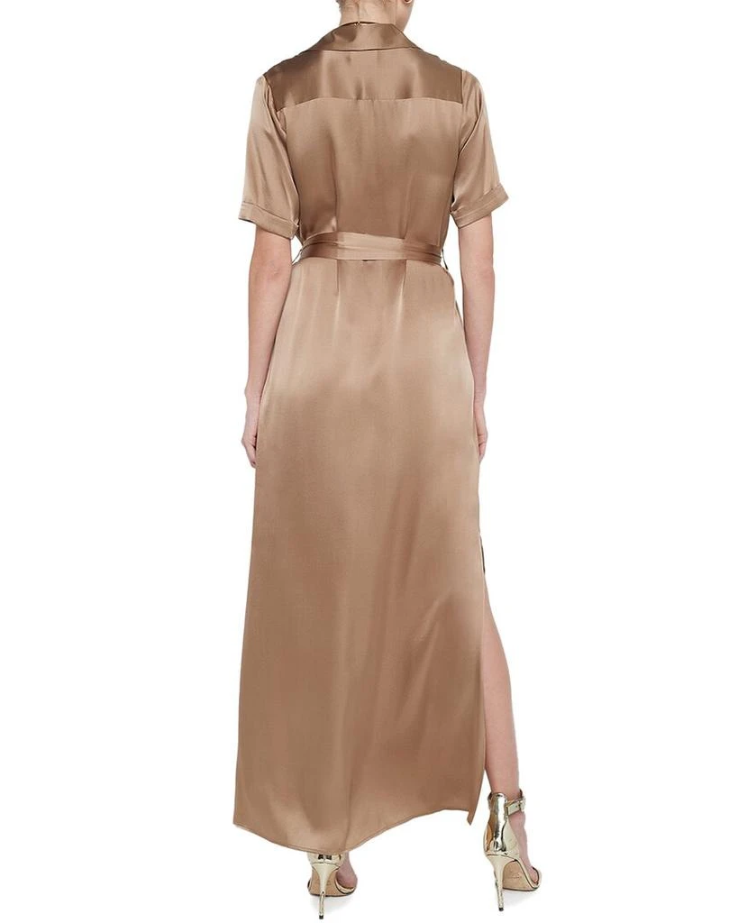 floral dress satin Standard / XS Sage Green V-Neck Floral Satin Bridesmaid Dress with Flutter Sleeves