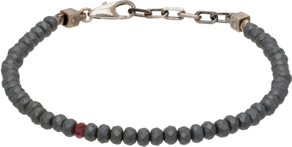 Title of Work Gray Beaded Hematite Stone Bracelet