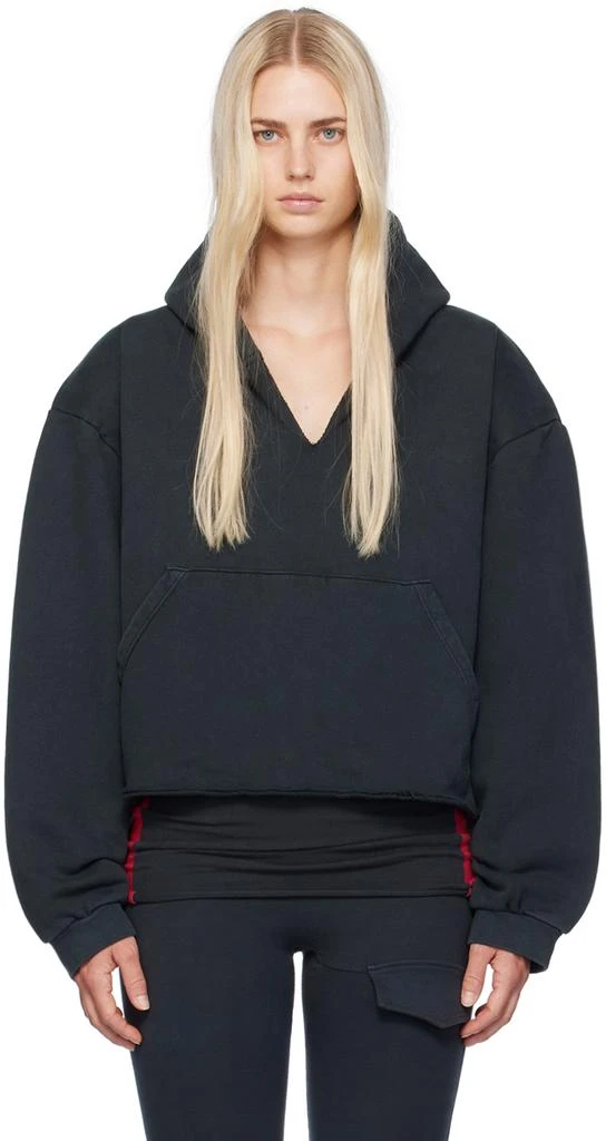 GREG ROSS SSENSE Exclusive Black V-Neck Hoodie 1