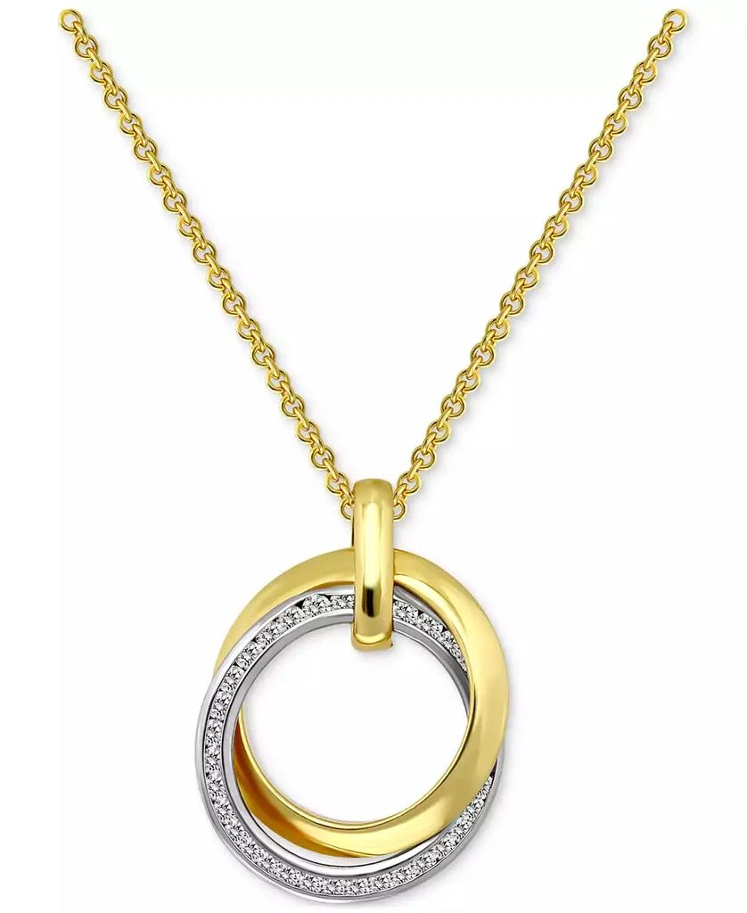 Giani Bernini Cubic Zirconia Interlocking Circle Pendant Necklace in Sterling Silver & 18k Gold-Plate, 16" + 2" extender, Exclusively at Macy's 1