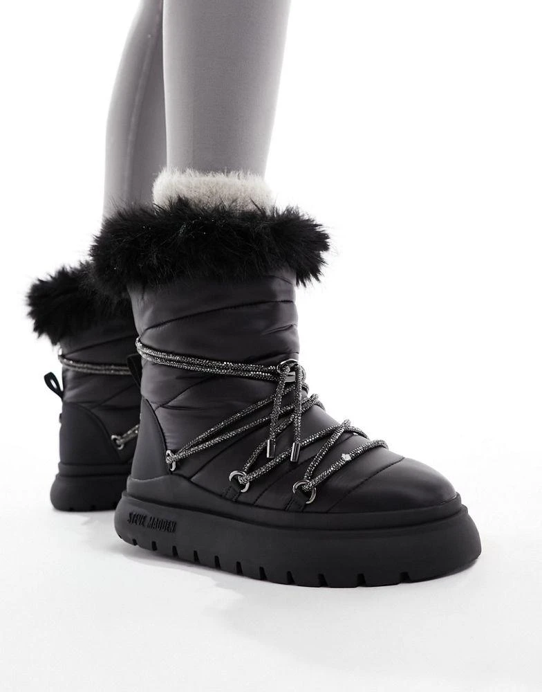 Steve Madden Steve Madden Ice-Storm snow boot with embellished lace in black 1