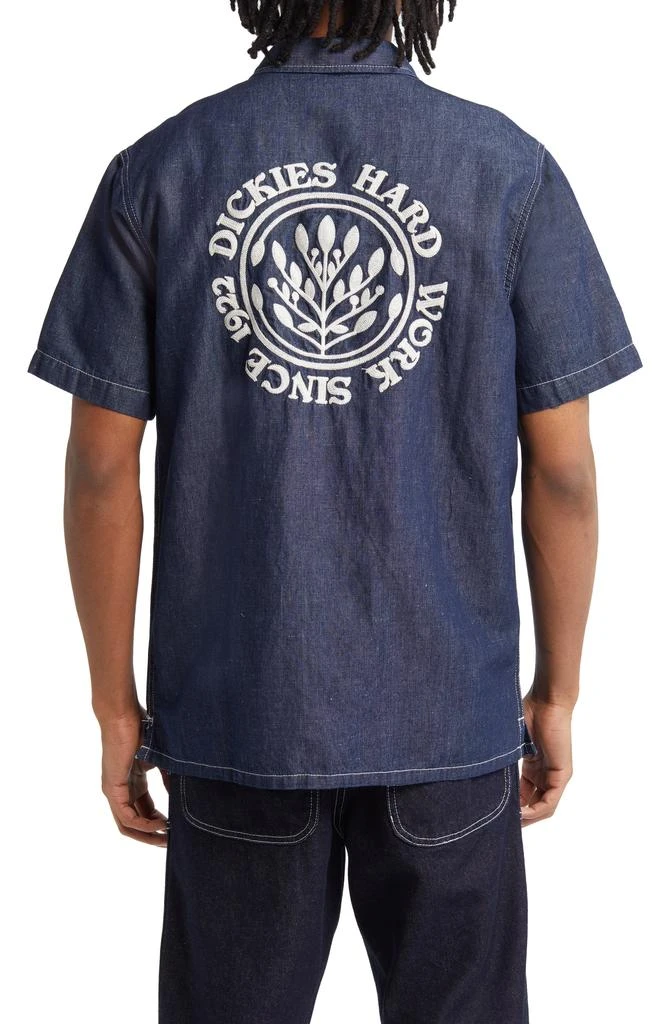 DICKIES Beavertown Short Sleeve Chambray Hemp Blend Button-Up Shirt 3