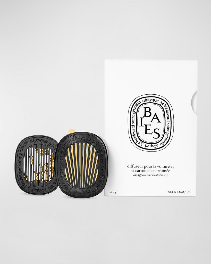 Diptyque Baies (Berries) Car Fragrance Diffuser and Refill Insert Set, 0.07 oz.