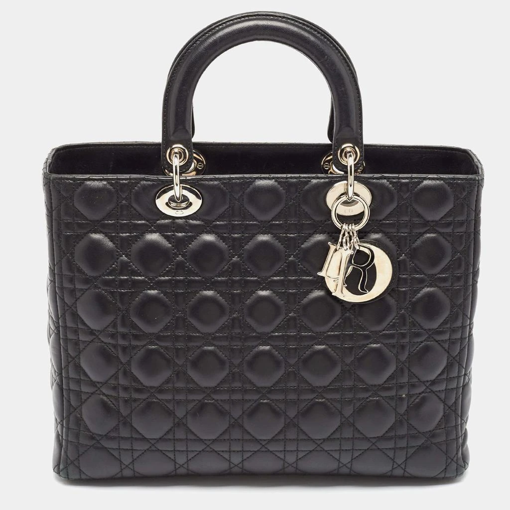 Dior Dior Black Cannage Leather Large Lady Dior Tote 1