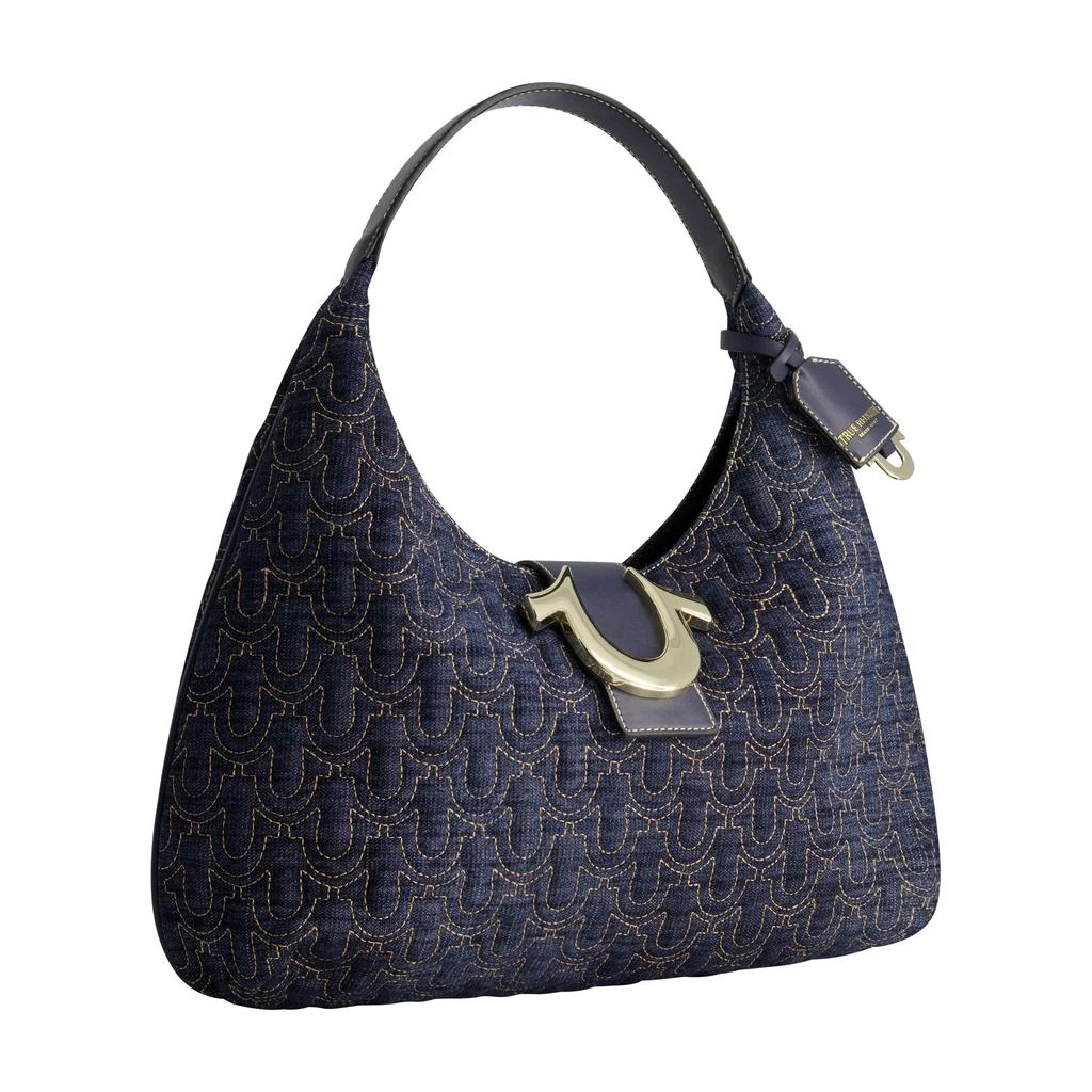 True Religion Quilted Horseshoe Large Denim Hobo 9