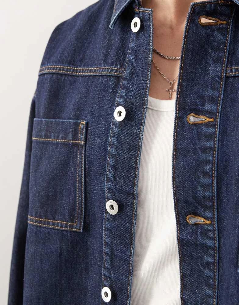 COLLUSION COLLUSION Unisex denim trucker jacket in rinsewash 2